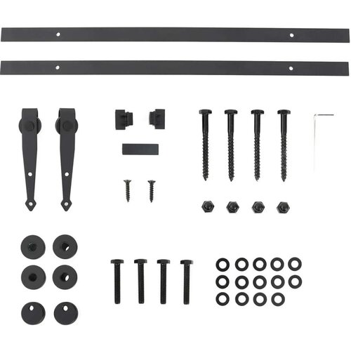 Mini set za klizna vrata ormarića crni 122 cm ugljični čelik Slike