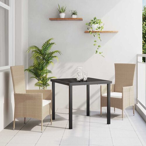 VidaXL Komplet za jedilnico v vrtu z blazino 3 pcs Bež poli ratan Slike