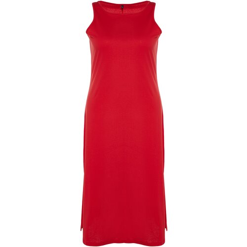 Trendyol Curve Red Single Jersey Summer 100% Cotton Knitted Plus Size Dress Cijene
