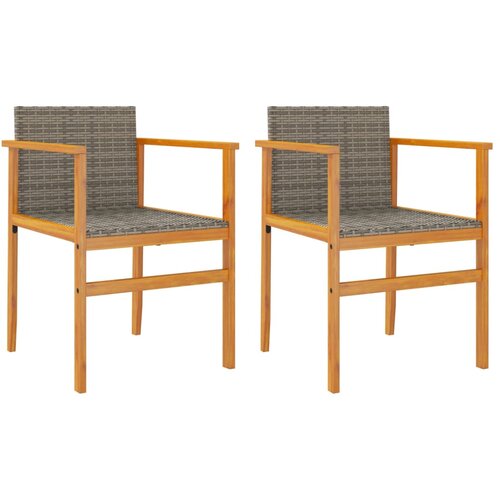 Maison Chic Vrtni stoli - Stol za vrt 2 kosa siv poli ratan in trden les JS1318, (21878248) Slike