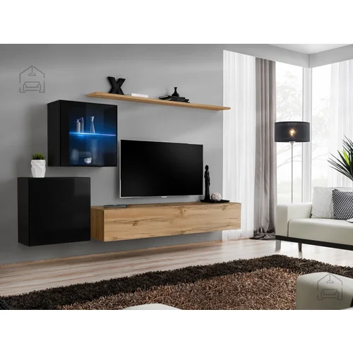 ASM Meble Dnevni TV regal Switch XV 250 cm LED - črn/votan