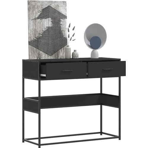 VidaXL Konzolna mizica črna 90x35x80 cm inženirski les Slike