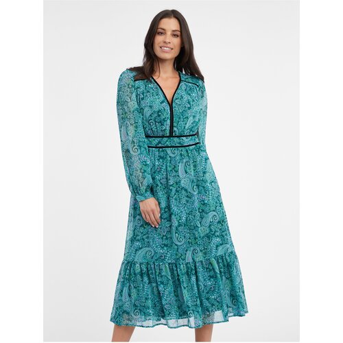 Orsay Turquoise Women's Patterned Midi Dress - Women's Slike
