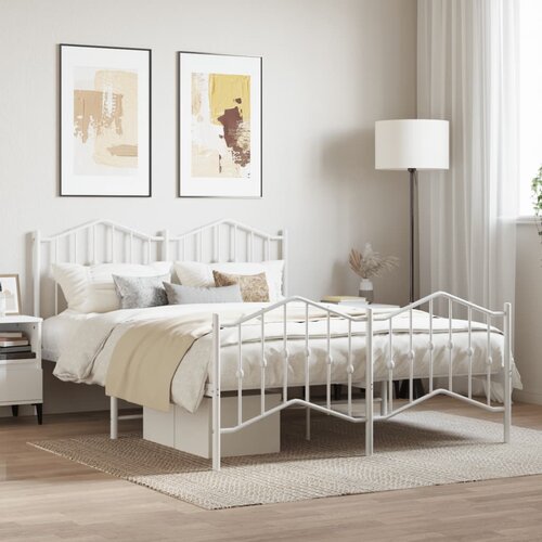 VidaXL Metalni okvir kreveta uzglavlje i podnožje bijeli 140x200 cm Slike