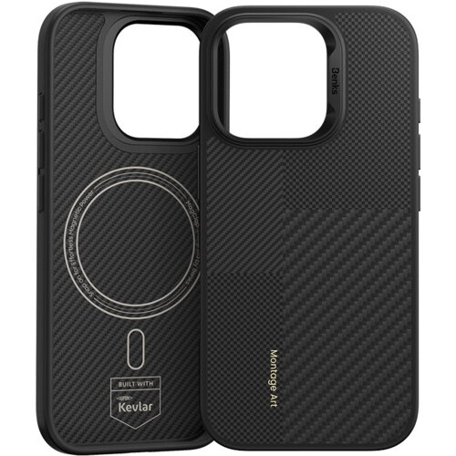Benks Montage Magnetic Armor Pro Kevlar maska s metalnim okvirom za iPhone 16 Pro crna Slike