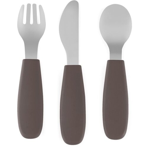Petite&amp;amp;Mars Take&amp;amp;Match Stainless Steel Cutlery Set pribor za djecu Bitter Cocoa 12m+ 3 kom Slike