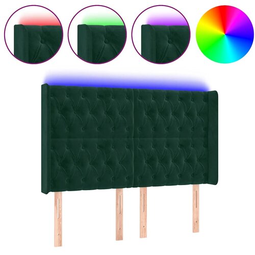  LED uzglavlje tamnozeleno 163x16x118/128 cm bar&amp;scaron;unasto Slike