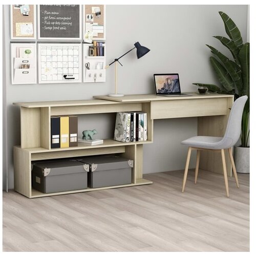  Kutni radni stol boja hrasta 200x50x76 cm od konstruiranog drva Cijene