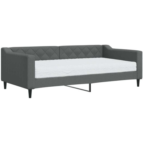 VidaXL Dnevni krevet s madracem tamnosivi 90 x 190 cm od tkanine Slike