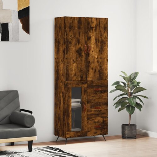 vidaXL Visoka komoda dimljeni hrast 69 5x34x180 cm konstruiranog drva Cene
