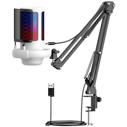INF USB igralni mikrofon z RGB osvetlitvijo, nastavljivim nosilcem White, (5000289881) Cene