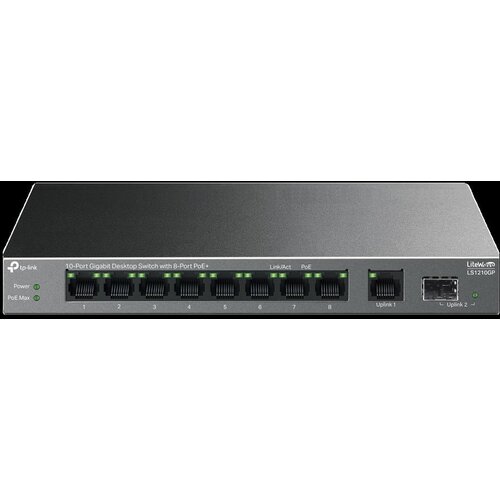 Tp-link LS1210GP 10-Port Gigabit Desktop Switch with 8-Port PoE+ 8&amp;times; Gigabit PoE+ Ports 1x Gigabit Slike