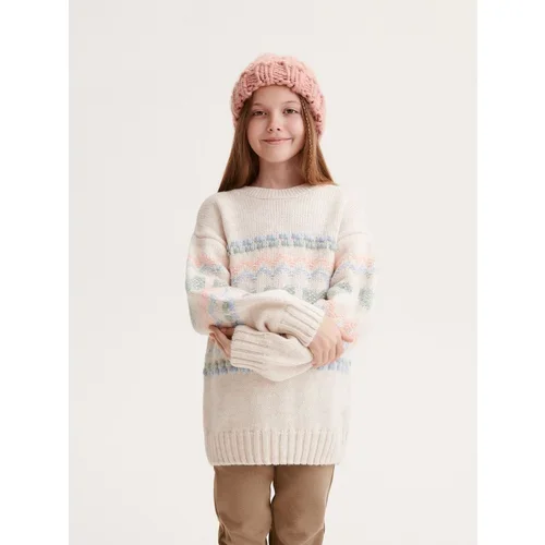 Reserved pulover z okrasnim pletenim vzorcem - večbarvno