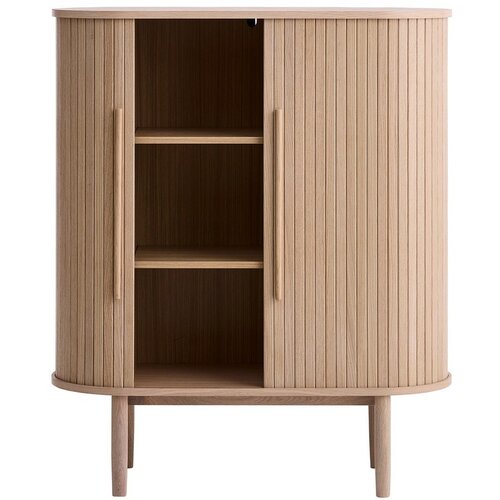 Unique Furniture Omarica v hrastovem dekorju z drsnimi vrati v svetli naravni barvi 100x118x40 cm Meta &amp;ndash; Slike