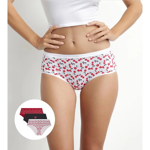 DIM LES POCKETS COTTON BOXER 3x - Women's Cotton Panties 3 pcs - Black - White - Red Cijene