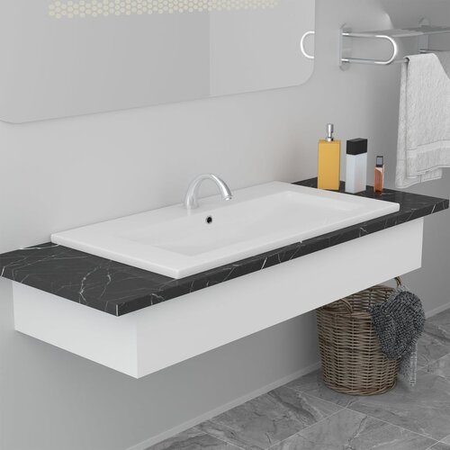 VidaXL ugradbeni umivaonik 81 x 39,5 x 18,5 cm keramički bijeli Slike