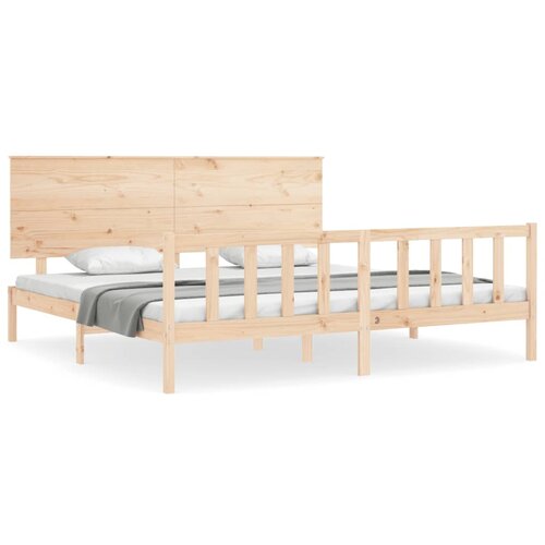 Maison Chic Posteljni Okvir - Dvoposteljna postelja z vzglavjem trden les, (22080363) Cene