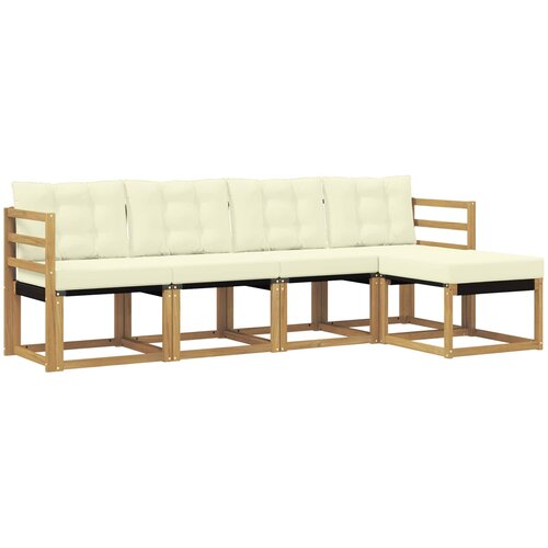 vidaXL Zunanja garnitura za sedenje z blazino 5 pcs Bela in krem, (5000279875) Cene