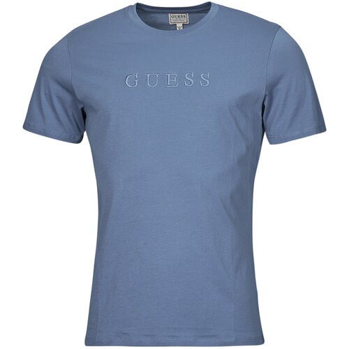 Guess Majice s kratkimi rokavi CLASSIC PIMA Modra Cene