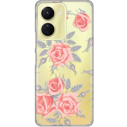 silikonska maska za Vivo Y16 Elegant Roses Print Skin providna Slike