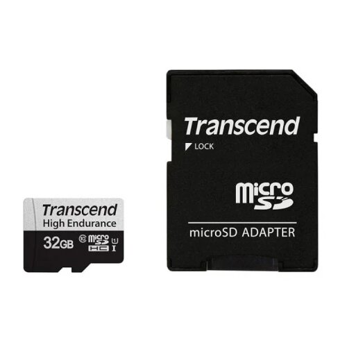 Transcend 32GB microsd w/ adapter uhs-i U1 class 10 high endurance, read/write up to 100/40 mb/s Cene