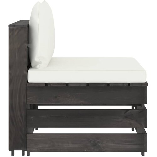  Modularna srednja sofa s jastucima od sivo impregniranog drva Krema Slike