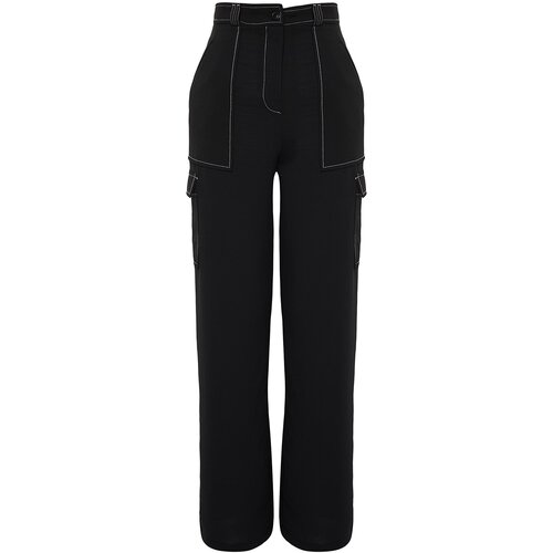Trendyol Black Contrast Stitch Detail Cargo Trousers Cene