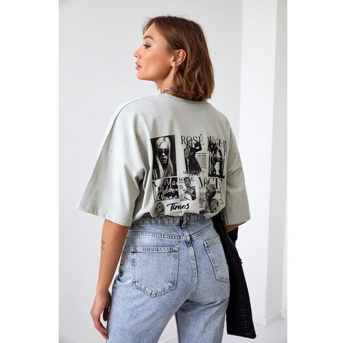 Fasardi Loose women&amp;#039;s cotton t-shirt gray Slike
