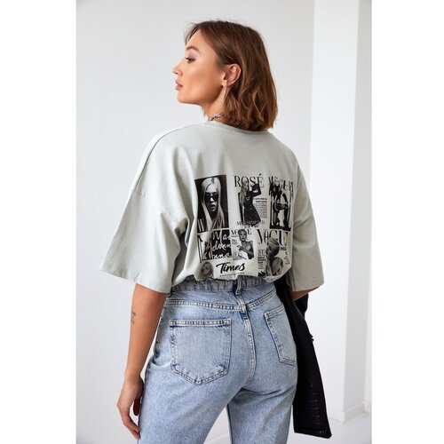 Fasardi Loose women's cotton t-shirt gray Cene