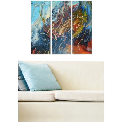 Wallity MDF1283099 multicolor decorative mdf painting (3 pieces) Cene