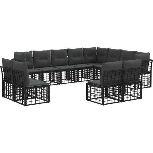  Set vanjskih sofa Crna i tamno siva Poliester - Crna i tamno siva bez stola Cene