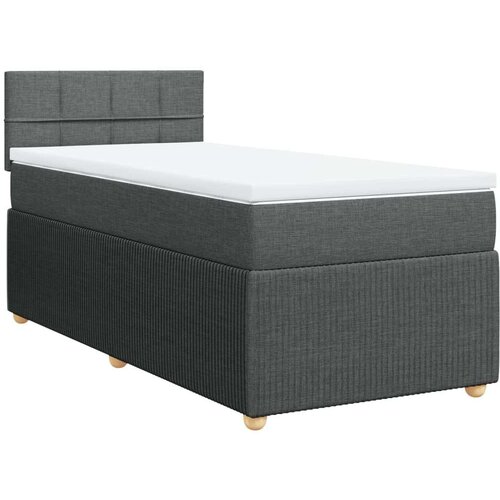 VidaXL Krevet s oprugama i madracem tamnosivi 90 x 190 cm od tkanine Slike