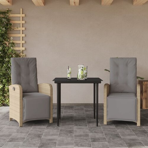 VidaXL 3-dijelni bistro set s jastucima bež od poliratana Slike