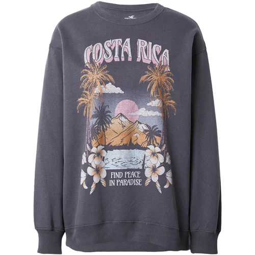 Hollister Sweater majica svijetlosmeđa / tamo siva / roza / bijela