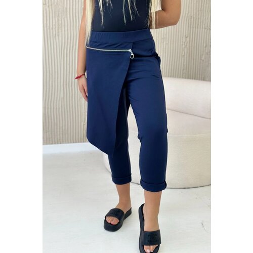 Kesi Włoski Włoski Punto Milano Winter trousers with a decorative zipper navy blue Cijene