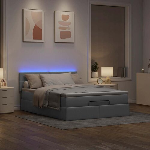 VidaXL Okvir kreveta s madraca svijetlosivi 140x200cm tkanine Slike