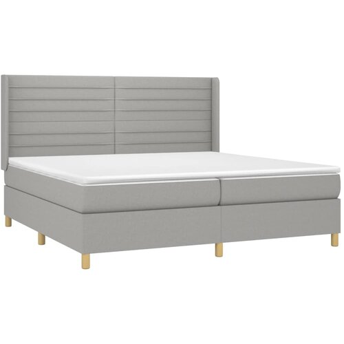  Krevet box spring s madracem LED svjetlosivi 200x200 cm tkanina Slike