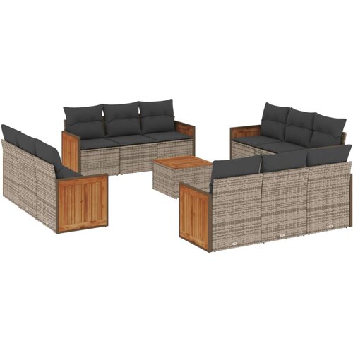  13-dijelni set vrtnih sofa od poliratana s jastucima sivi Slike