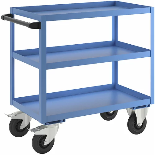 eurokraft pro Pomožni montažni voziček, 3 nivoji, nosilnost 350 kg, skupna višina 915 mm, svetlo modra