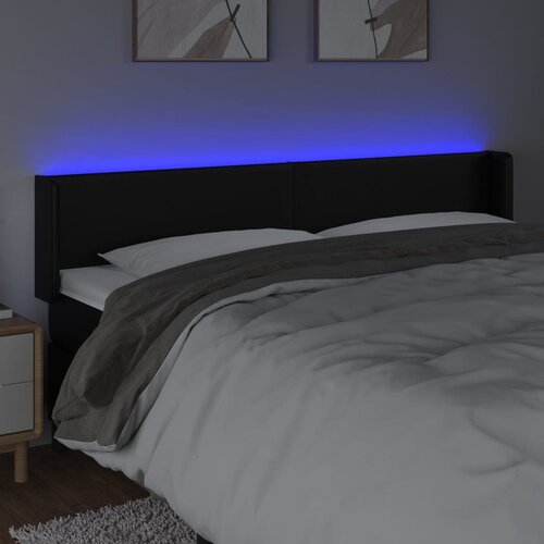  LED uzglavlje crno 163x16x78/88 cm od umjetne kože Slike