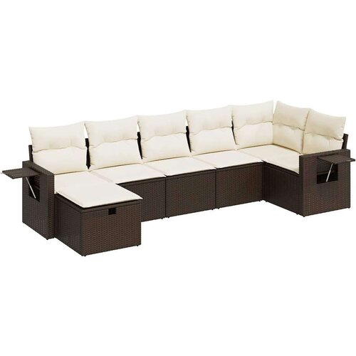 vidaXL 7-dijelni set vrtnih sofa od poliratana s jastucima smeđi Cijene