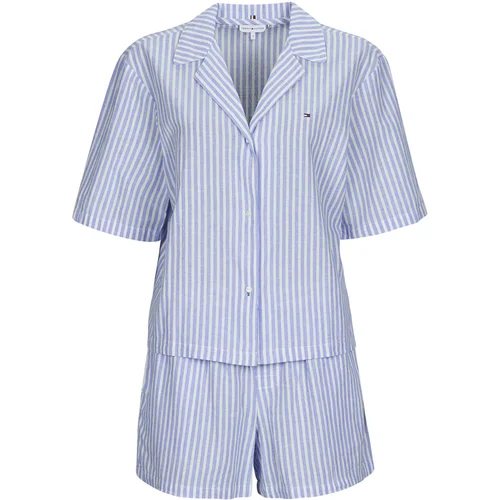 Tommy Hilfiger Pižame & Spalne srajce SS LINEN SHIRT SHORT SET Modra