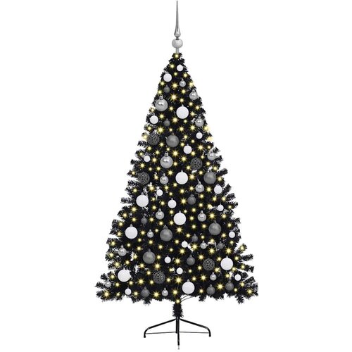VidaXL Umjetna božićna jelka s lampicama s stalakom Crna 180 cm PVC Slike