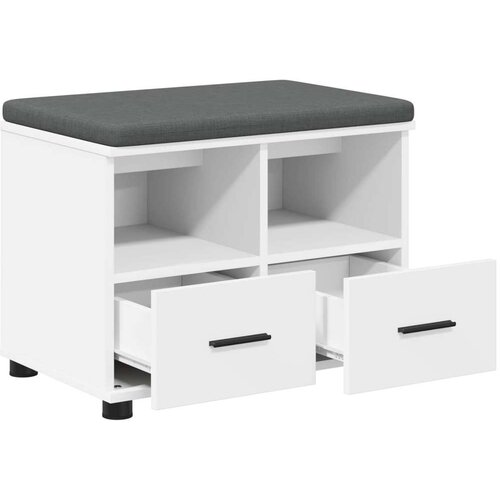  Klupa za hodnik s jastukom s ladicama Bijelo 60 x 38 x 46 cm Slike