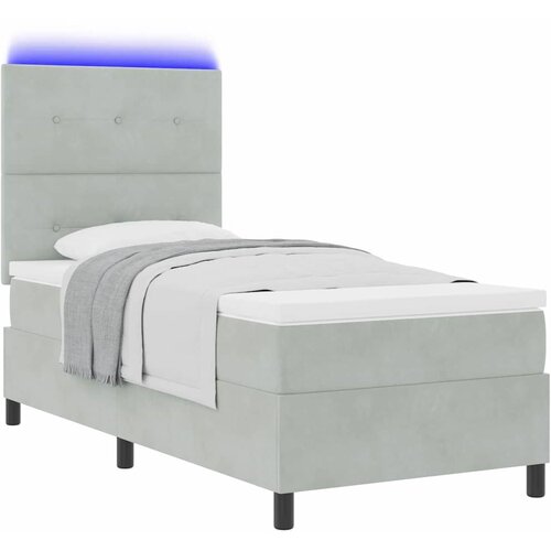 LED Box Spring Krevet Svijetlo siva 90 x 200 cm Bar&amp;scaron;un Svjetlosiva Slike