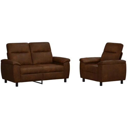  Set sofe 2 pcs Smeđa Umetnička suknja koža - Smeđa 1-Sjedalo + 2-Sjedalo (120 cm) Slike