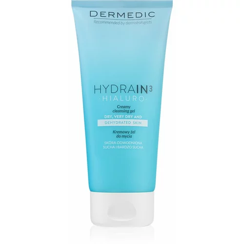Dermedic Hydrain3 Hialuro kremasti čistilni gel za dehidrirano suho kožo 200 ml