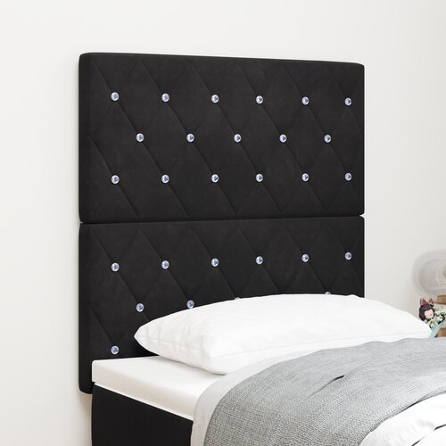 VidaXL LED uzglavlje crno 80 cm svila, uzglavlje kristalno dugmadi tuftirano crno 160 cm svila Slike