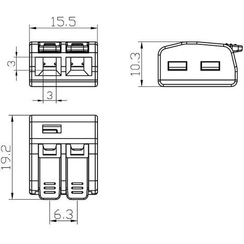 ELEMENTA d.o.o. Bezvijačna spojnica-klemna, 2P 0.2-2.5mm2 450V/32A Slike