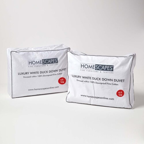 HOMESCAPES luxury white duck down 15 tog all seasons duvet, 260x220 cm, (20749925) Cene